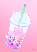 Bubble Cat Tea A4 Print