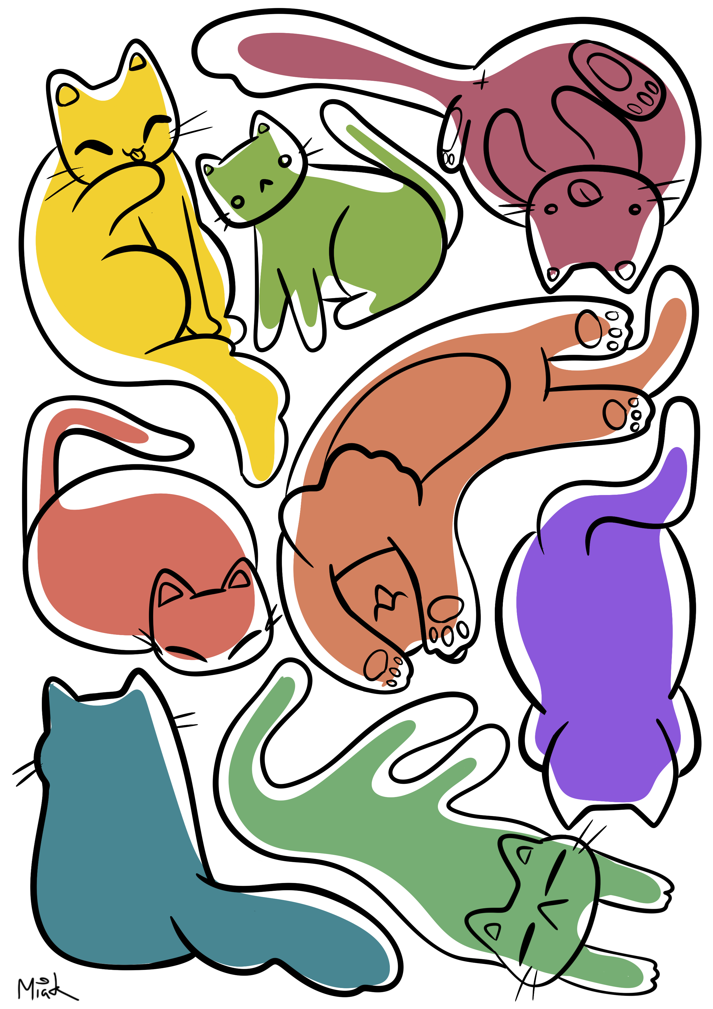 Color Cats A6 Postcard