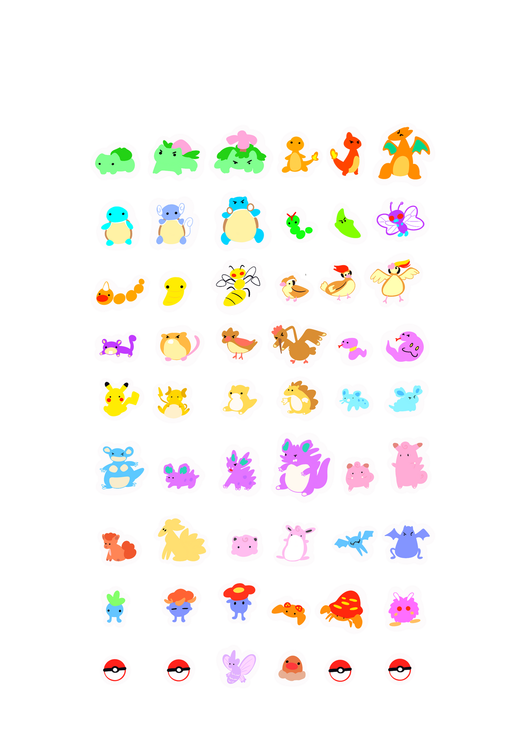 Minimalistiske Pokemons No. 01-50