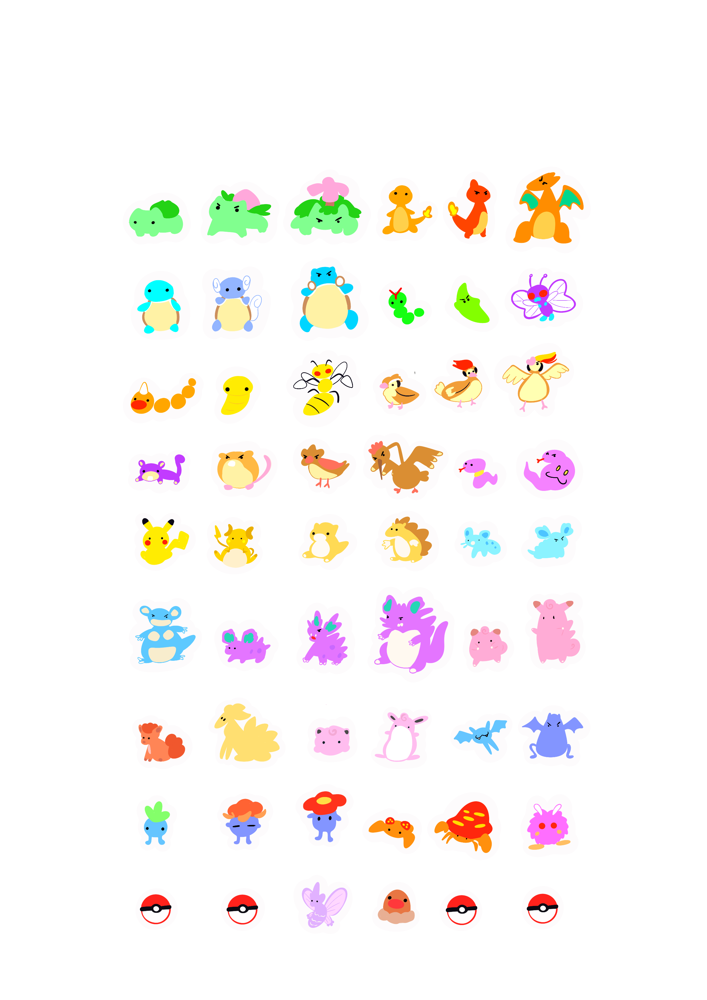 Minimalistiske Pokemons No. 01-50