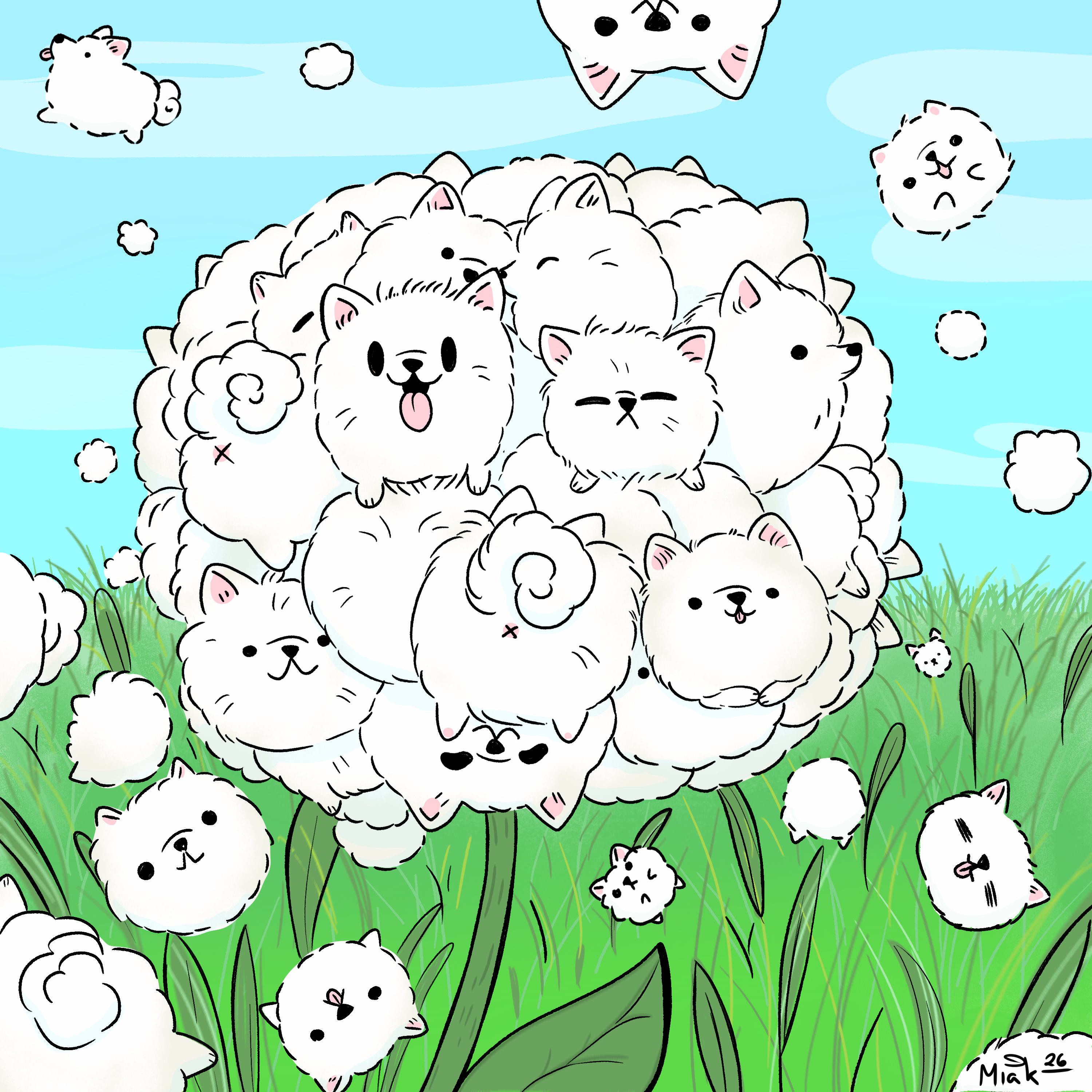 Pom Pom Square Mini Print
